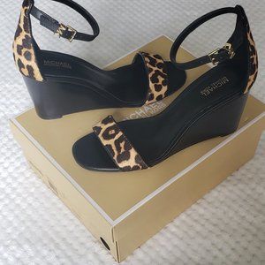 NEW Michael Kors Fiona Leopard Print Wedge Size 8